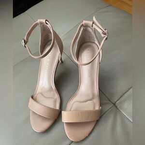 Kelly & Katie Nude Leather Ankle Strap Heels